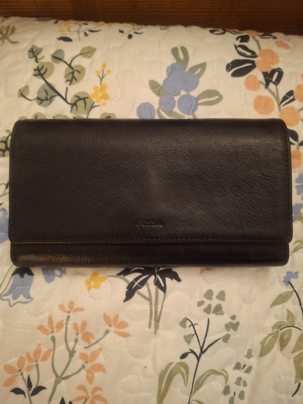 Black Fossil Leather Clutch Wallet